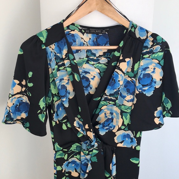 Zara Dresses Zara Knotted Floral Print Wrap Dress Poshmark